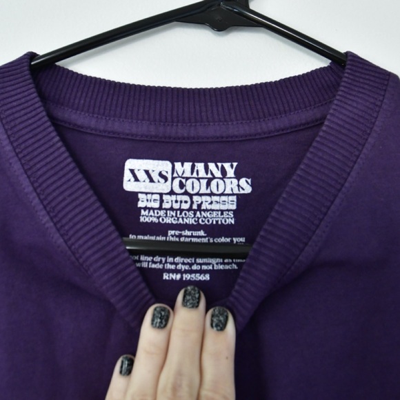 organic vintage tee big bud press size xxs dark purple grape - Picture 2 of 6